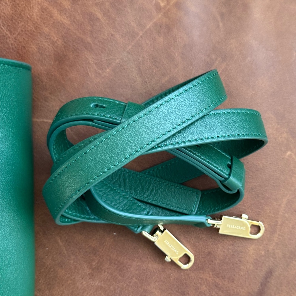 Ferragamo Forest Green Soft Hug Leather Top-Handle Bag - Picture 15 of 16